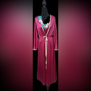 JCPenney “Collectibles” Magenta Robe and Slip Dress Set